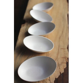 Schüssel Ovale Zuckerrohr Weiß 10x3cm (30 Stück)