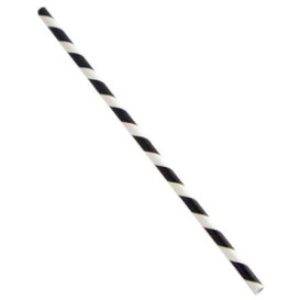 Trinkhalme aus Paper Starr Schwarz und Weiß Ø6mm 21cm (3000 Stück)