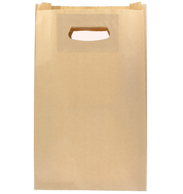 Papiertüten Kraft mit Griffloch 24+7x37cm (250 Stück) Papiertüten Kraft mit Griffloch 24+7x37cm (250 Stück)