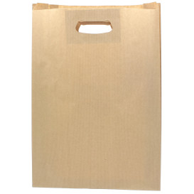 Papiertüten Kraft mit Griffloch 31+8x42cm (250 Stück)