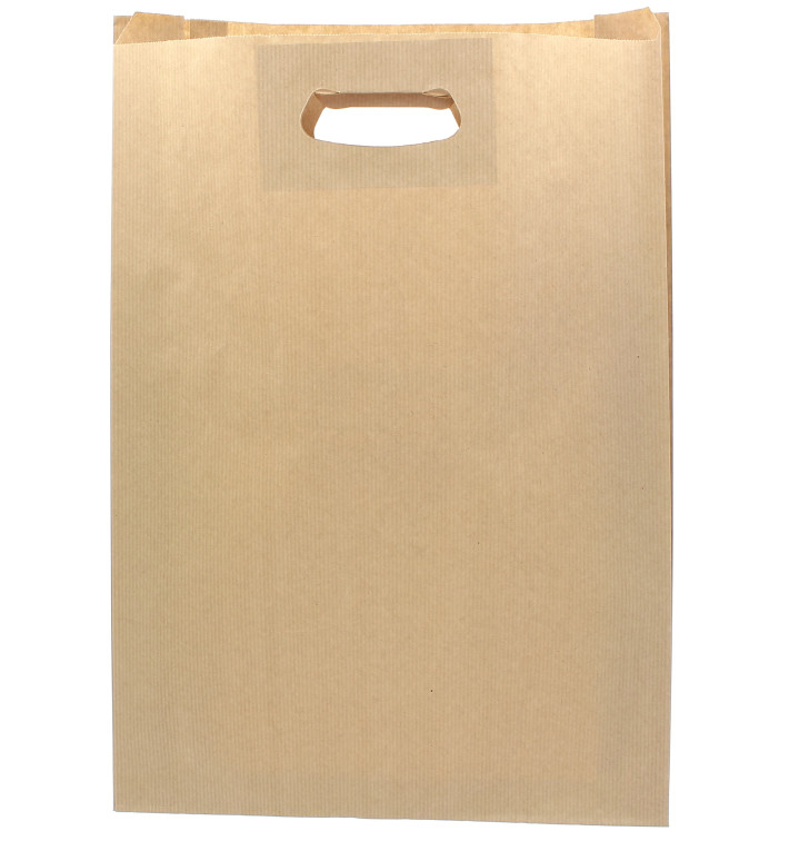 Papiertüten Kraft mit Griffloch 31+8x42cm (250 Stück) Papiertüten Kraft mit Griffloch 31+8x42cm (250 Stück)