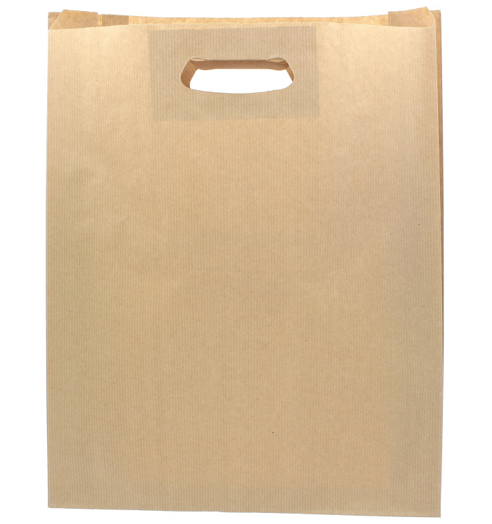 Papiertüten Kraft mit Griffloch 41+10x42cm (250 Stück) Papiertüten Kraft mit Griffloch 41+10x42cm (250 Stück)