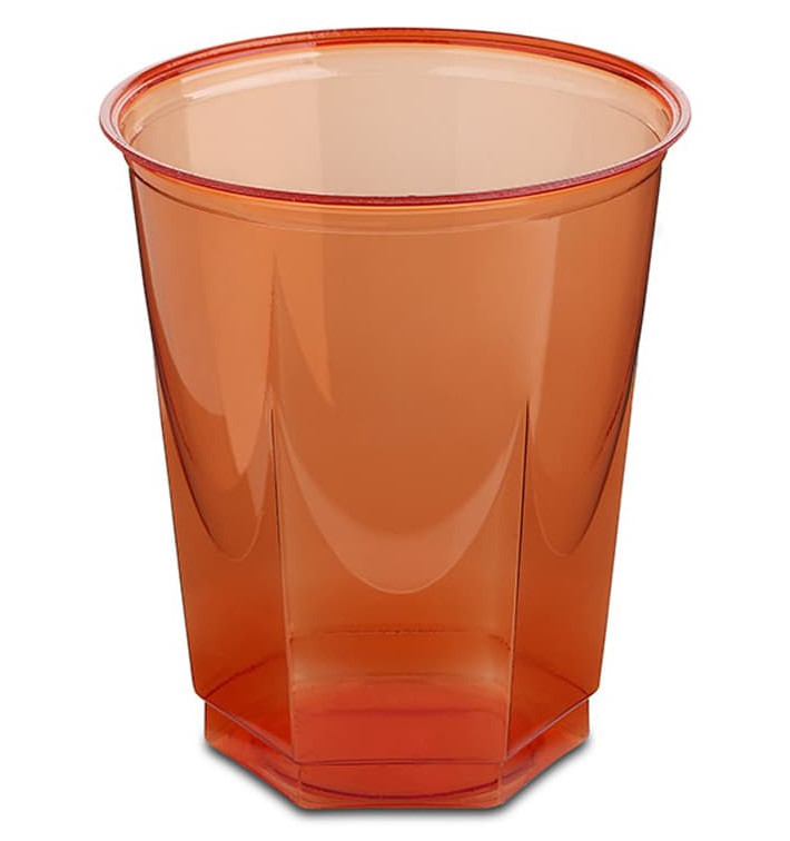 Plastikbecher Sechseckig PS Glasklar Rot 250ml (250 Uds) Plastikbecher Sechseckig PS Glasklar Rot 250ml (250 Uds)