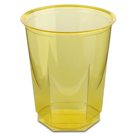 Plastikbecher Sechseckig PS Glasklar Gelb 250ml (10 Uds)