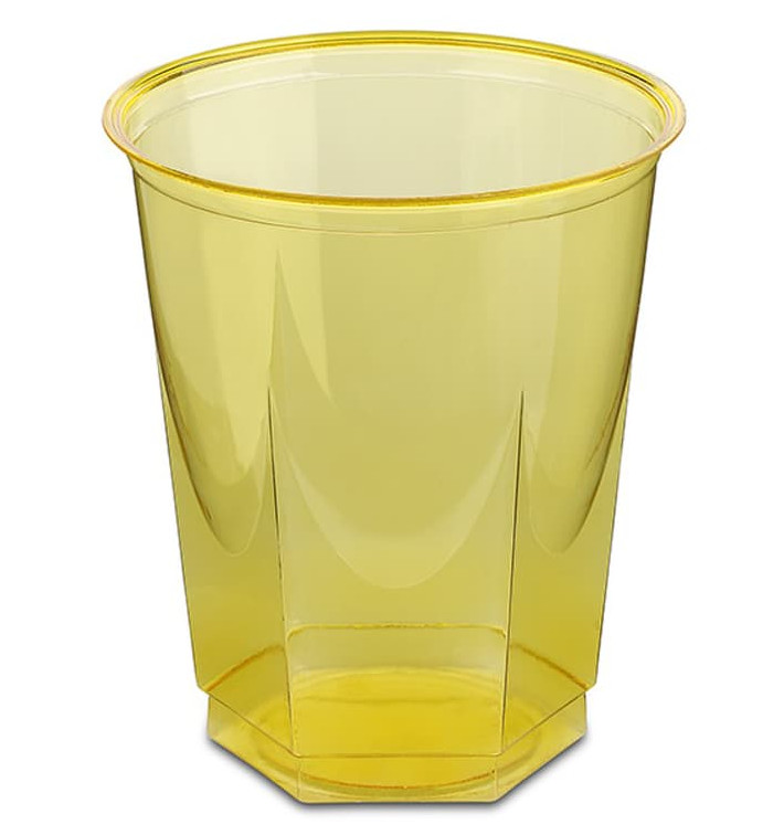 Plastikbecher Sechseckig PS Glasklar Gelb 250ml (10 Uds) Plastikbecher Sechseckig PS Glasklar Gelb 250ml (10 Uds)