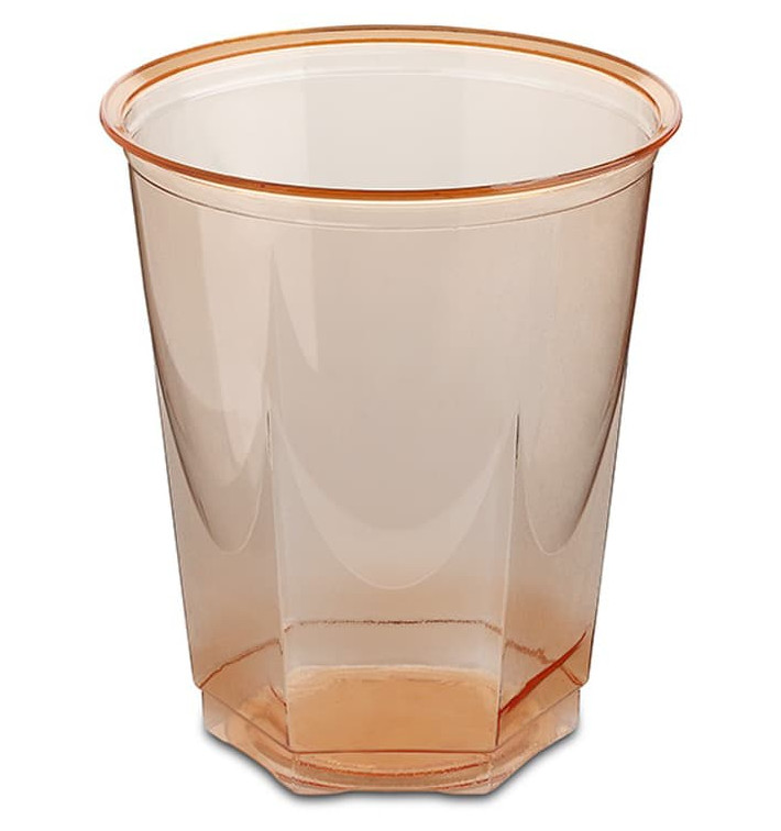 Plastikbecher Sechseckig PS Glasklar Orange 250ml (10 Uds) Plastikbecher Sechseckig PS Glasklar Orange 250ml (10 Uds)