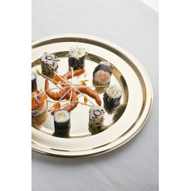 Plastikteller rund Gold 30cm (5 Stück)