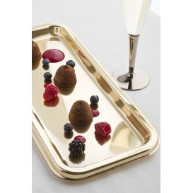Plastikplatte rechteckig Gold 35x16cm (5 Stück)