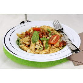 Plastikteller extra hart mit Silber-Rand 23cm (20 Stück)