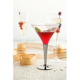 Cocktailglas Plastik mit Fuß Silber 100ml (6 Stück)
