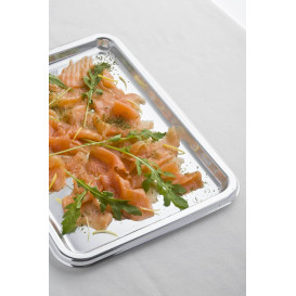 Plastikplatte rechteckig Silber 35x24cm (5 Stück)