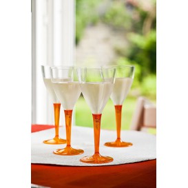 Weinglas mit orangenem Fuß einteilig 130ml zweiteilig (6 Stück)