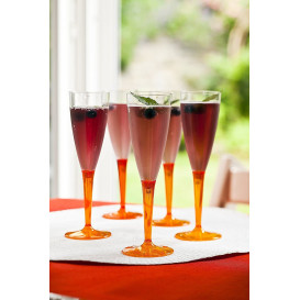 Sektflöte Plastik mit orangenem Fuß 100ml (72 Stück)