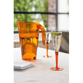 Sektflöte Plastik mit orangenem Fuß 100ml (72 Stück)