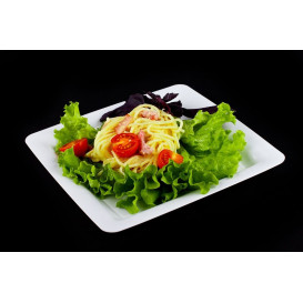 Viereckiger Plastikteller extra hart weiß 22,5x22,5cm (200 Stück)