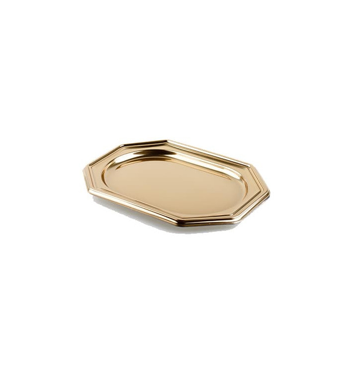 Plastiktablett achteckig gold 46x30cm (5 Stück) Plastiktablett achteckig gold 46x30cm (5 Stück)