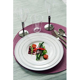 Plastikteller extra hart mit Silber-Rand 26cm (20 Stück)