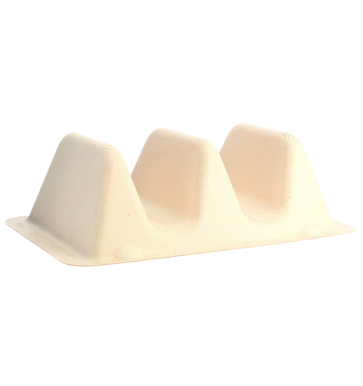 Ständer für Tacos aus Zuckerrohr 18x11x5cm (300 Stück) Ständer für Tacos aus Zuckerrohr 18x11x5cm (300 Stück)
