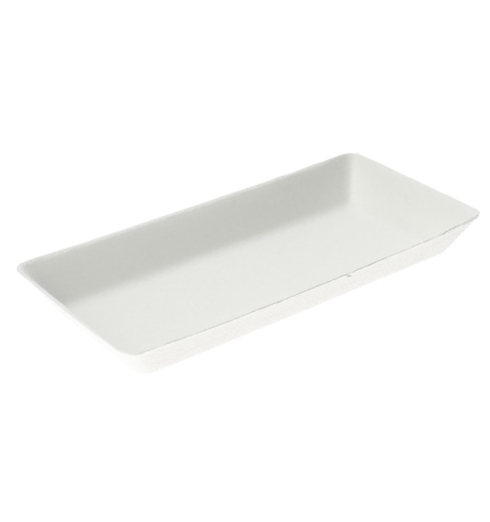 Mini Tablett Zuckerrohr Weiß 13x7cm (600 Stück) Mini Tablett Zuckerrohr Weiß 13x7cm (600 Stück)