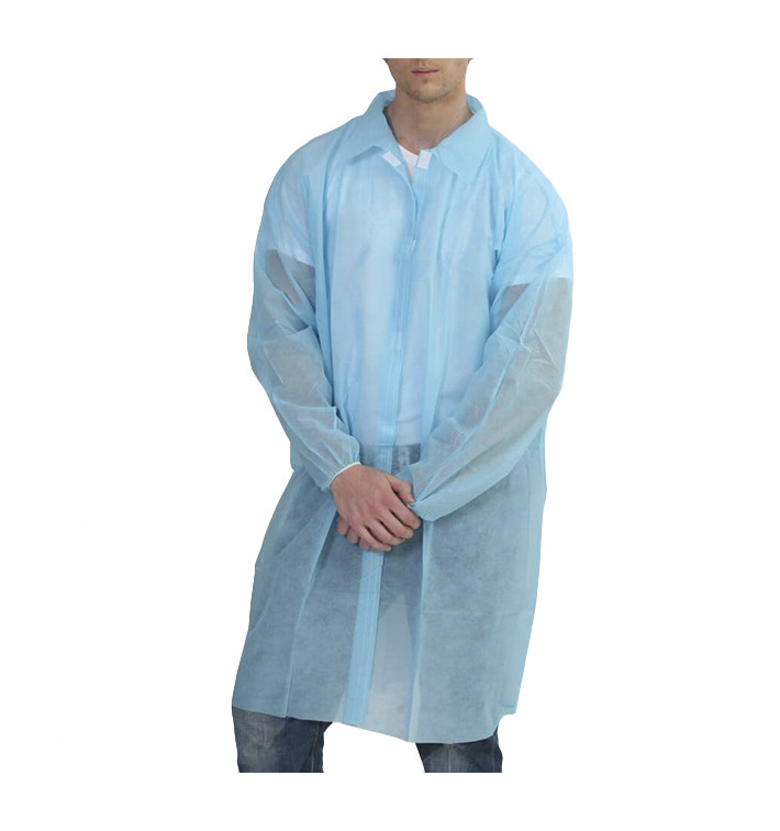 Einweg Schutzmäntel für Besuch Klettverschluss Ohne Tasche Blau (10 Stück) Einweg Schutzmäntel für Besuch Klettverschluss Ohne Tasche Blau (10 Stück)