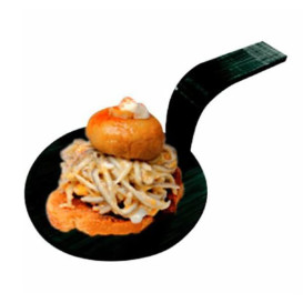 Mini-Bambusschaufel Schwarz Tapas Ø5 cm (800 Stück)