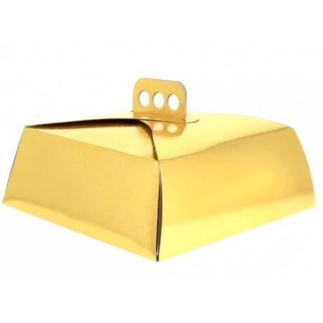 Tortenkarton quadratisch gold 34,5x34,5x10 cm (100 Stück)