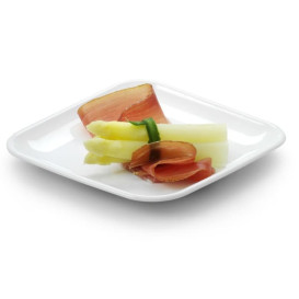 Mini Teller Zuckerrohr Quadratisch Weiß 6,5x6,5cm (50 Stück)