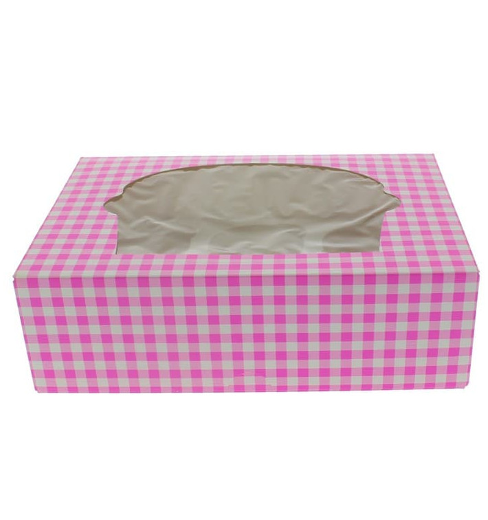 Cupcake Box für 6 Cupcakes 24,3x16,5x7,5cm pink (100 Stück)