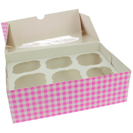 Cupcake Box für 6 Cupcakes 24,3x16,5x7,5cm pink (100 Stück)