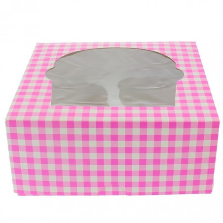 Cupcake Box für 4 Cupcakes 17,3x16,5x7,5cm pink (140 Stück)