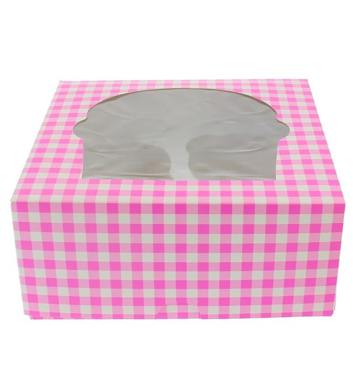 Cupcake Box für 4 Cupcakes 17,3x16,5x7,5cm pink (20 Stück)