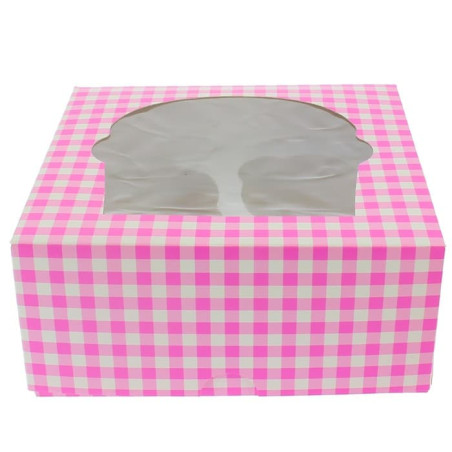 Cupcake Box für 4 Cupcakes 17,3x16,5x7,5cm pink (20 Stück)