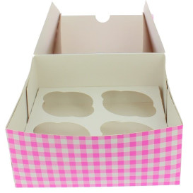 Cupcake Box für 4 Cupcakes 17,3x16,5x7,5cm pink (20 Stück)