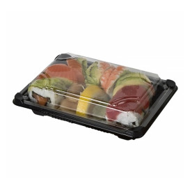 Verpackung für Sushi PLA schwarz 13,0x18,0 cm (100 Stück)