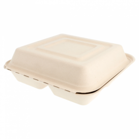 Menübox Zuckerrohr 3-Geteilt 250x250x75mm (250 Stück)