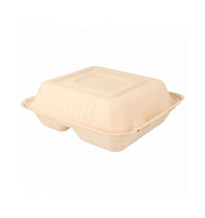 Menübox Zuckerrohr 3-Geteilt Natur 20x20x7,5cm (50 Stück) Menübox Zuckerrohr 3-Geteilt Natur 20x20x7,5cm (50 Stück)