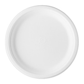 Teller Zuckerrohr-Fasern Bagasse Weiß Ø25,3 cm (50 Stück)