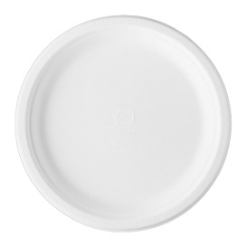 Teller Zuckerrohr-Fasern Bagasse Weiß Ø25,3 cm (50 Stück)