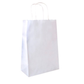 Papiertüten Kraft weiß mit Henkeln 26+14x32cm (250 Stück)