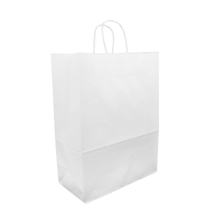Papiertüten Kraft weiß mit Henkeln 32+16x43cm (50 Stück) Papiertüten Kraft weiß mit Henkeln 32+16x43cm (50 Stück)