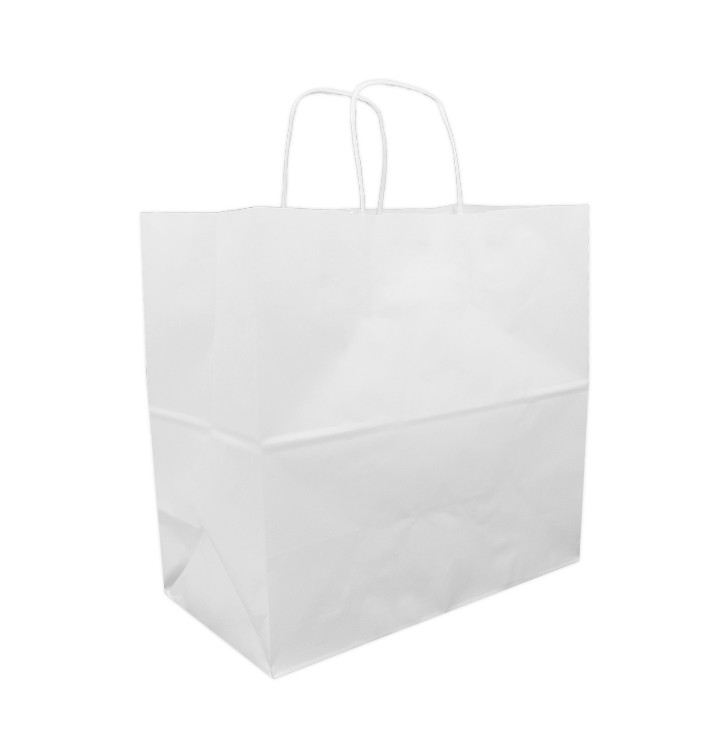 Papiertüten Kraft weiß mit Henkeln 32+16x31cm (250 Stück) Papiertüten Kraft weiß mit Henkeln 32+16x31cm (250 Stück)