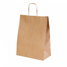 Papiertüten Kraft braun mit Henkeln 32+16x43cm (50 Stück)