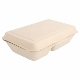 Menübox Zuckerrohr 2-Geteilt 225x165x64mm (500 Stück)