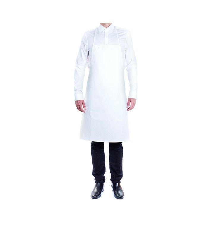 Schürze mit Brustplatte Weiss 75x90cm (20 Stück) Schürze mit Brustplatte Weiss 75x90cm (20 Stück)