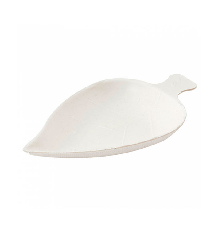 Teller Zuckerrohr Blatt Weiß 8x5,5cm (500 Stück) Teller Zuckerrohr Blatt Weiß 8x5,5cm (500 Stück)