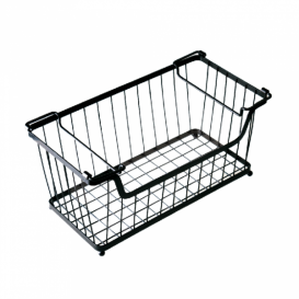 Stapelpbarer Korb mit Griif Stahl Schwarz 330x275x227mm (1 Stück)