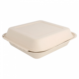 Menübox Zuckerrohr Natur 20x20x7,5cm (50 Stück)