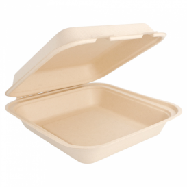 Menübox Zuckerrohr Natur 20x20x7,5cm (50 Stück)