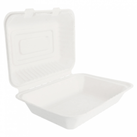 Menübox Zuckerrohr Weiß 225x165x64mm (50 Stück)