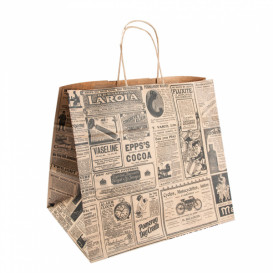 Papiertüten Kraft Times mit Henkeln 26+14x32cm (50 Stück)